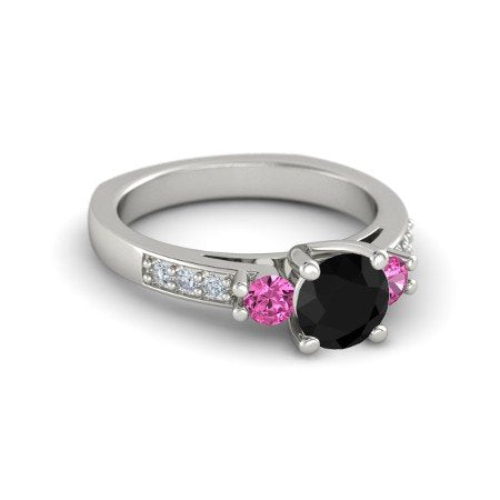 atjewels Valentine Day Offers Multi Stone in 14K White Gold Over Sterling Solitaire With Accents Ring - atjewels.in