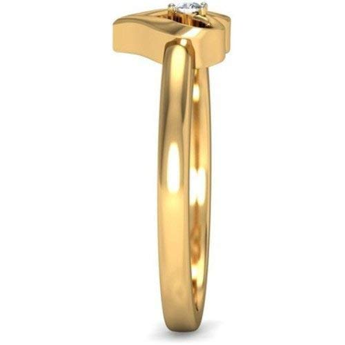 Anopchand Tilokchand Jewellers 1/2 CT Round Cut White Cubic Zirconia 14K Yellow Gold Over 925 Sterling Silver Love Heart Engagement Wedding Anniversary Ring for Women's - atjewels.in