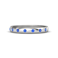 White Gold Plated on 925 Sterling Round Cut Blue Sapphire Band Ring For Women MOTHER'S DAY SPECIAL OFFER - atjewels.in