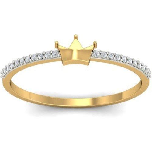 ATJewels 14K Yellow Gold Over 925 Sterling Silver Round Cut White Cubic Zirconia Queen Engagement Wedding Ring for Women's - atjewels.in