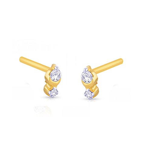 atjewels 14K Yellow Gold Plated on 925 Sterling Silver Round White Cubic Zirconia Fashion Stud Earrings MOTHER'S DAY SPECIAL OFFER - atjewels.in
