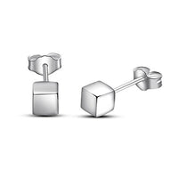 atjewels Square Stud Earrings in 18k White Gold Plated on 925 Sterling Silver MOTHER'S DAY SPECIAL OFFER - atjewels.in