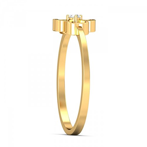 atjewels 18K Yellow Gold On Solid 925 Sterling Silver White Simulated Diamond Solitaire Flower Ring MOTHER'S DAY SPECIAL OFFER - atjewels.in
