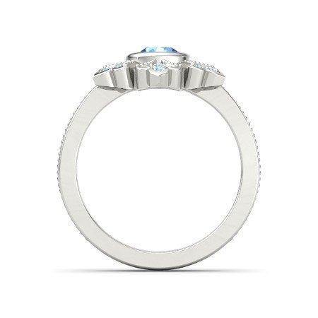 atjewels 18K White Gold On .925 Sterling Aquamarine  Princess E Engagement Ring MOTHER'S DAY SPECIAL OFFER - atjewels.in
