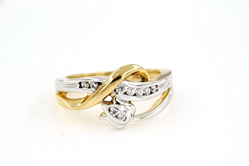 atjewels 0.26 CT 14K Solid Yellow and White Gold Plated On 925 Sterling Silver Round White Cubic Zirconia Lotus Flower Ring MOTHER'S DAY SPECIAL OFFER - atjewels.in