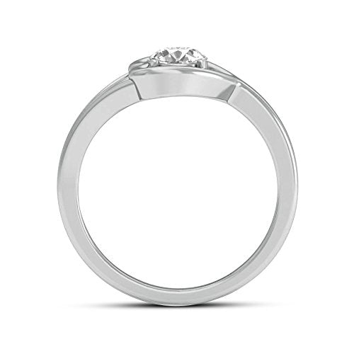 atjewels 14K White Plated On 925 Silver Round White CZ Heart Engagement Ring MOTHER'S DAY SPECIAL OFFER - atjewels.in