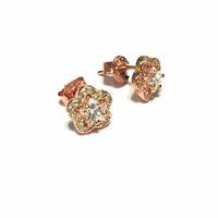 atjewels Round Cut White CZ 14k Rose Gold Over 925 Sterling Silver Flower Stud Earrings For Girl's and Women's For MOTHER'S DAY SPECIAL OFFER - atjewels.in