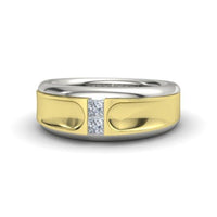atjewels Princess Cut CZ Band Ring In 18K Yellow & White Gold Over Sterling Silver For Men's MOTHER'S DAY SPECIAL OFFER - atjewels.in