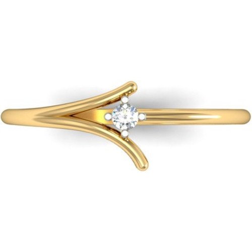 Anopchand Tilokchand Jewellers Valentine Special 14K Gold over Sterling White CZ Diamond in Solitaire Ring for Women - AJR-3226(Yellow) - atjewels.in