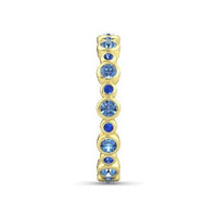 ATJewels Aquamarine 14k Yellow Gold Over 925 Sterling Silver Blue Sapphire Seed & Pod Eternity Engagement Wedding Band Ring - atjewels.in