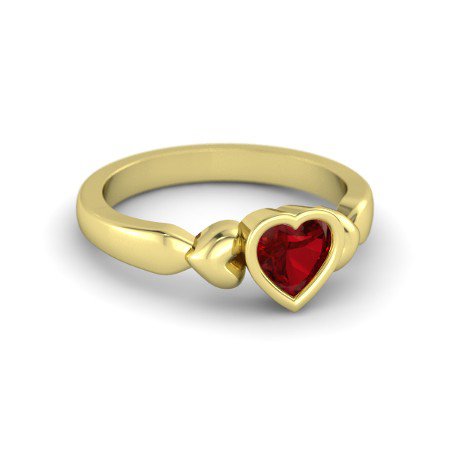 atjewels 14K Yellow Gold Plated on .925 Sterilng Silver Heart Shape Garnet & Round Cut White CZ Band Ring MOTHER'S DAY SPECIAL OFFER - atjewels.in