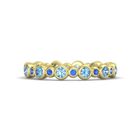 Aquamarine 14k Yellow Gold Over .925 Sterling Seed & Pod Eternity Band Ring MOTHER'S DAY SPECIAL OFFER - atjewels.in