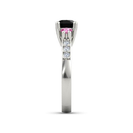 atjewels Valentine Day Offers Multi Stone in 14K White Gold Over Sterling Solitaire With Accents Ring - atjewels.in