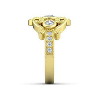 atjewels 14k Yellow Gold On 925 Silver White Simulated Diamond  Princess M Engagement Ring MOTHER'S DAY SPECIAL OFFER - atjewels.in