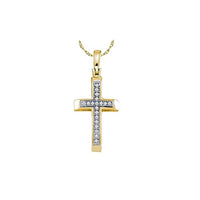 14K Yellow Gold Over .925 Sterling Silver Round White Zirconia Cross Pendant Without Chain MOTHER'S DAY SPECIAL OFFER - atjewels.in