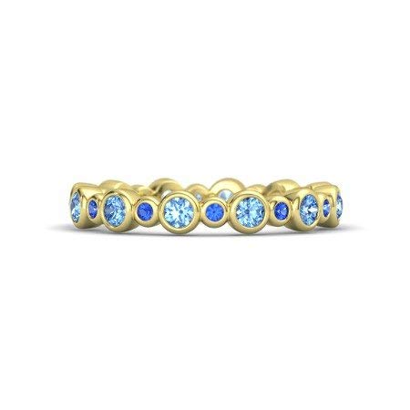 ATJewels Aquamarine 14k Yellow Gold Over 925 Sterling Silver Blue Sapphire Seed & Pod Eternity Engagement Wedding Band Ring - atjewels.in