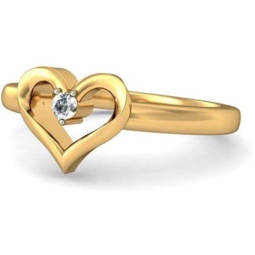 Anopchand Tilokchand Jewellers 1/2 CT Round Cut White Cubic Zirconia 14K Yellow Gold Over 925 Sterling Silver Love Heart Engagement Wedding Anniversary Ring for Women's - atjewels.in