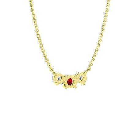 atjewels 14k Yellow Gold Over .925 Sterling Silver Rund Cut Red Ruby & White Cubic Zircon Three Stone Pendant MOTHER'S DAY SPECIAL OFFER - atjewels.in