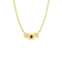 atjewels 14k Yellow Gold Over .925 Sterling Silver Rund Cut Red Ruby & White Cubic Zircon Three Stone Pendant MOTHER'S DAY SPECIAL OFFER - atjewels.in