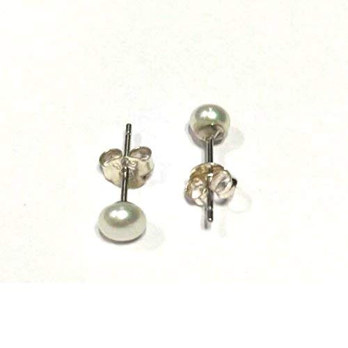 atjewels Round White Pearl .925 Sterling Silver Stud Earrings For Girl's & Women's For Navratri Special - atjewels.in