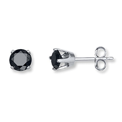 Buy 1 Carat TW Round Black Diamond Stud Earrings in 14k White Gold 4Prong  Basket set with ScrewBacks by Diamond Wish at Amazonin