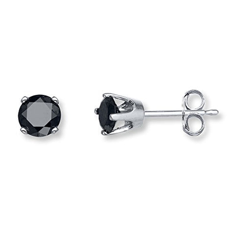 Anopchand Tilokchand Jewellers Atjewels Round Black Diamond In 925 Sterling Silver Stud Earrings For Unisex - atjewels.in