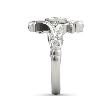 atjewels Platinum Over 925 Silver White Cubic Zirconia Disney Engagement and Flamenco Ring For Womens MOTHER'S DAY SPECIAL OFFER - atjewels.in