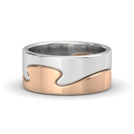 atjewels 14K Two Tone Gold Over .925 Sterling Silver Wave Band Ring MOTHER'S DAY SPECIAL OFFER - atjewels.in