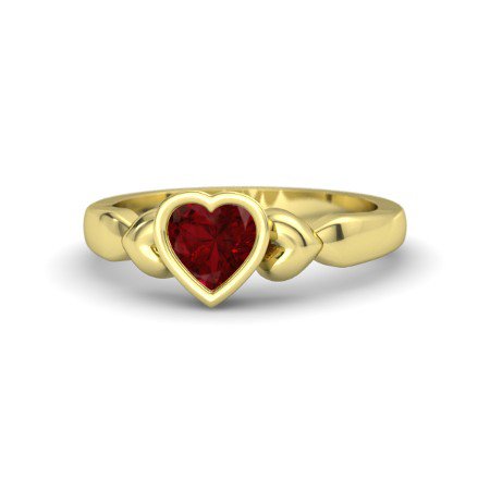 atjewels 14K Yellow Gold Plated on .925 Sterilng Silver Heart Shape Garnet & Round Cut White CZ Band Ring MOTHER'S DAY SPECIAL OFFER - atjewels.in