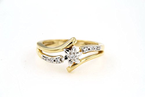 atjewels 0.17 CT 14K Solid Yellow Gold Plated Silver Round Cut With White Cubic Zirconia Star Flower Ring MOTHER'S DAY SPECIAL OFFER - atjewels.in
