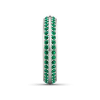atjewels 14 White Gold Over .925 Sterling Silver Round Green Emerald Double Pave Band Ring MOTHER'S DAY SPECIAL OFFER - atjewels.in