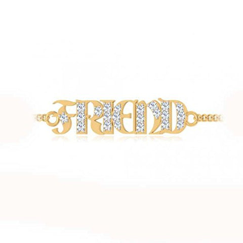 atjewels 14K Yellow Gold Over .925 Sterling Silver Round Cut White Cubic Zirconia BROTHER Cum FRIEND Rakhi For Raksha Bandhan MOTHER'S DAY SPECIAL OFFER - atjewels.in