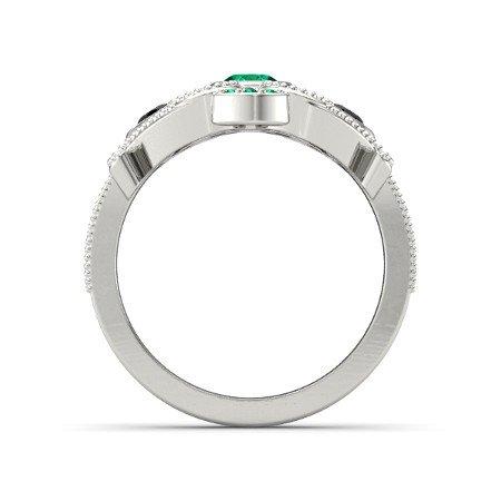 14k White Gold Over 925 Sterling Silver Round Cut Green Emerald & Black Cubic Zirconia Diamond Princess Engagement Wedding Ring - atjewels.in