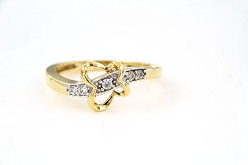atjewels 0.23 CT White Cubic Zirconia with 14K Yellow Gold Plated On 925 Silver Round Cut Bypass Butterfly Ring MOTHER'S DAY SPECIAL OFFER - atjewels.in