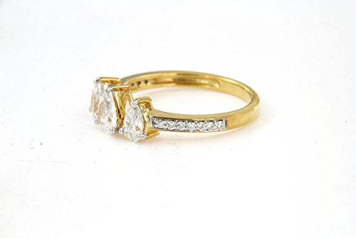 atjewels Pear & Round Cut White Zirconia 18K Yellow Gold Over 925 Sterling Silver Engagement Ring Size 7 MOTHER'S DAY SPECIAL OFFER - atjewels.in