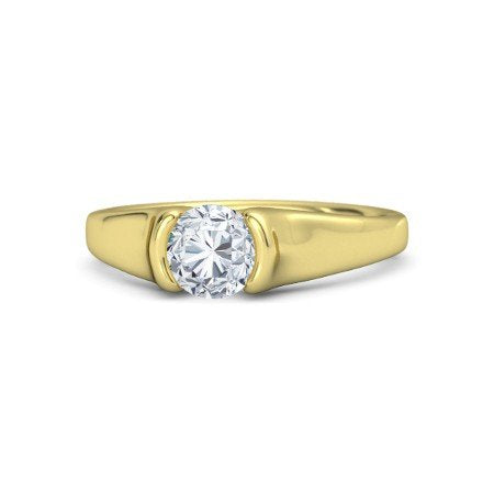 atjewels 14K Yellow Gold Plated .925 Sterling Silver Round Cut White Cubic Zircon Solitaire Ring For Women's MOTHER'S DAY SPECIAL OFFER - atjewels.in