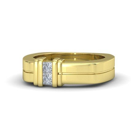 atjewels 14K Yellow Gold Over .925 Sterling Silver Princess Cut CZ Band Ring For Men's MOTHER'S DAY SPECIAL OFFER - atjewels.in