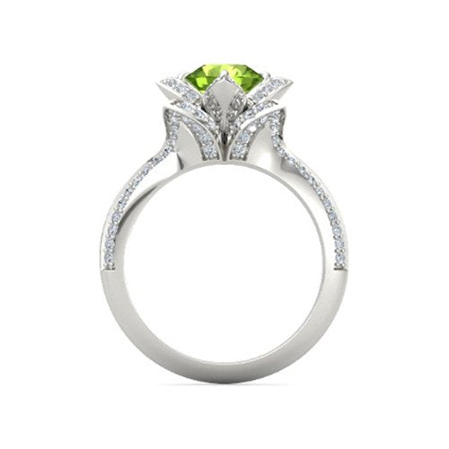 atjewels 925 Sterling Silver Round Cut Multi-Color Gemstone With White Czubic Zircon Lotus Ring For Women's MOTHER'S DAY SPECIAL OFFER - atjewels.in