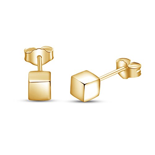 atjewels Square Stud Earrings in 18k Yellow Gold Plated on 925 Sterling Silver MOTHER'S DAY SPECIAL OFFER - atjewels.in