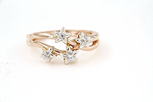 atjewels 0.12 CT White Cubic Zirconia with 14K Two tone Gold Plated On Sterling Silver Round Cut Bypass Flower Star Ring MOTHER'S DAY SPECIAL OFFER - atjewels.in