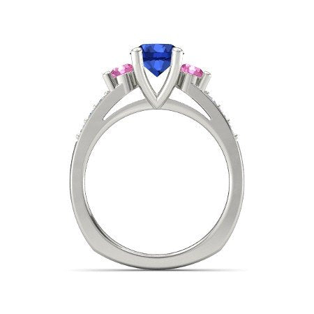 atjewels Round Blue Sapphire in 14K White Gold Over Sterling Solitaire W/Accents Ring MOTHER'S DAY SPECIAL OFFER - atjewels.in