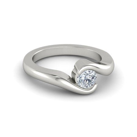 atjewels 14K White Gold Over .925 Silver Channel Setting Promise Ring For Women's Free Sizing - atjewels.in