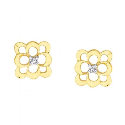 atjewels 14K Yellow Gold Plated On .925 Sterling Silver Round Cut White Cubic Zircon Flower Petals Earrings For Women's & Girl's MOTHER'S DAY SPECIAL OFFER - atjewels.in