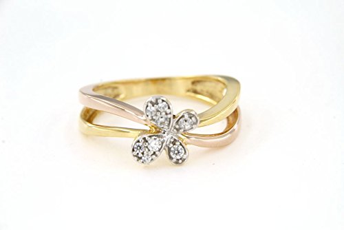 atjewels 0.26 CT White CZ with 14K Gold Over Sterling Silver Round Cut Three Tone Butterfly Ring For Women's MOTHER'S DAY SPECIAL OFFER - atjewels.in