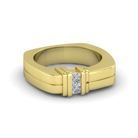 atjewels 14K Yellow Gold Over .925 Sterling Silver Princess Cut CZ Band Ring For Men's MOTHER'S DAY SPECIAL OFFER - atjewels.in