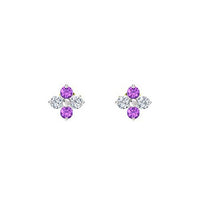 atjewels 14K White Gold Over 925 Sterling Silver Round Green Emerald & White CZ Flower Stud Earrings MOTHER'S DAY SPECIAL OFFER - atjewels.in