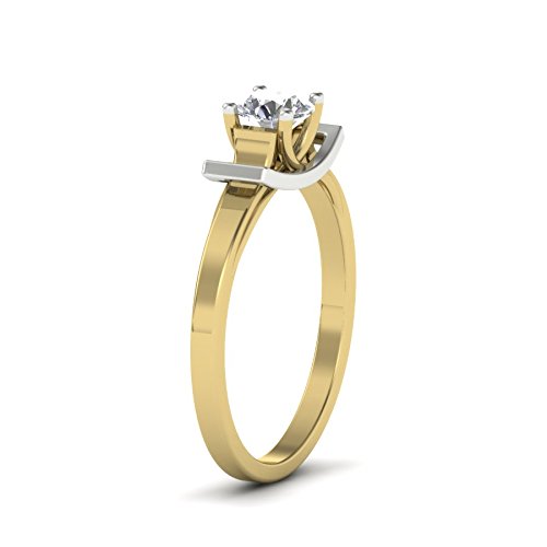atjewels 18K Two Tone Gold Over White Diamond Solitaire Belt Ring in .925 Silver for Women's MOTHER'S DAY SPECIAL OFFER - atjewels.in