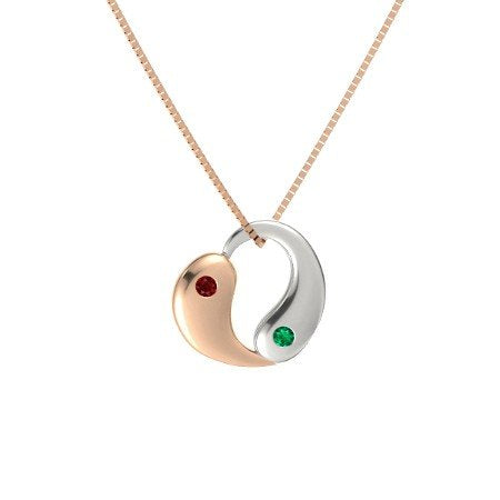atjewels 14K Two Tone Gold Over 925 Sterling Silver Round Cut Garnet & Emerald Dolphin Pendant MOTHER'S DAY SPECIAL OFFER - atjewels.in