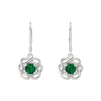 14k White Gold Over Sterling Round Cut Green Emerald Knotted Vines Earrings For Women's MOTHER'S DAY SPECIAL OFFER - atjewels.in