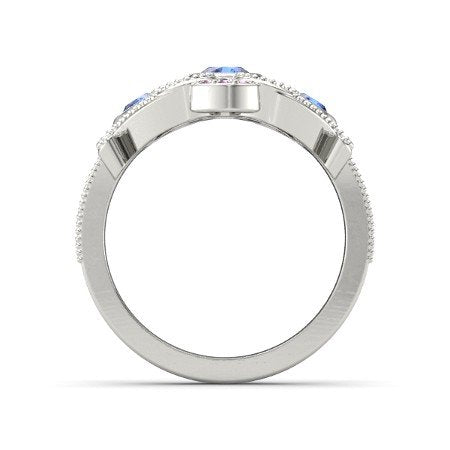 atjewels 14k White Gold On 925 Silver Blue and Pink Sapphire Disney Princess Mulan Engagement Ring MOTHER'S DAY SPECIAL OFFER - atjewels.in